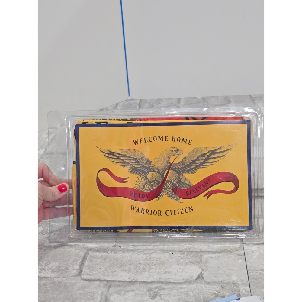 Welcome Home Warrior Citizen Flag 3x5 ft Yellow Troops Military Eagle Ribbon USA